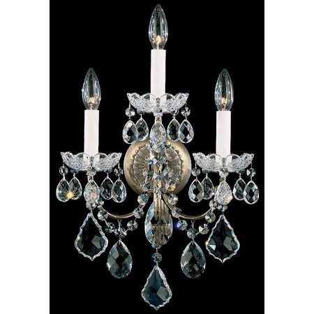 Schonbek New Orleans 3 Light 110V Wall Sconce in Antique Silver with Golden Tea 3652-48TK